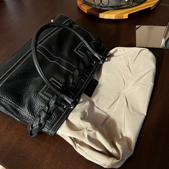 Coach Hampton Collection Black Pebbled Leather Shoulder Bag - Picture 4 of 10